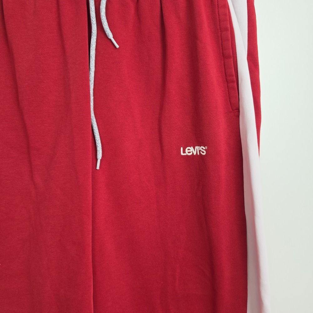 Levi's Sweatpants Men's L Red w/ White Stripe Elastic Waistband Retro Look - Picture 3 of 10